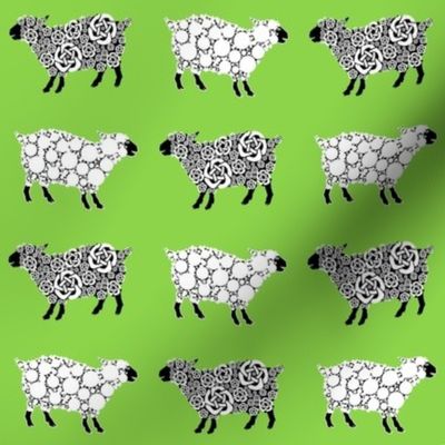 Cottonball Celtic Sheep on green