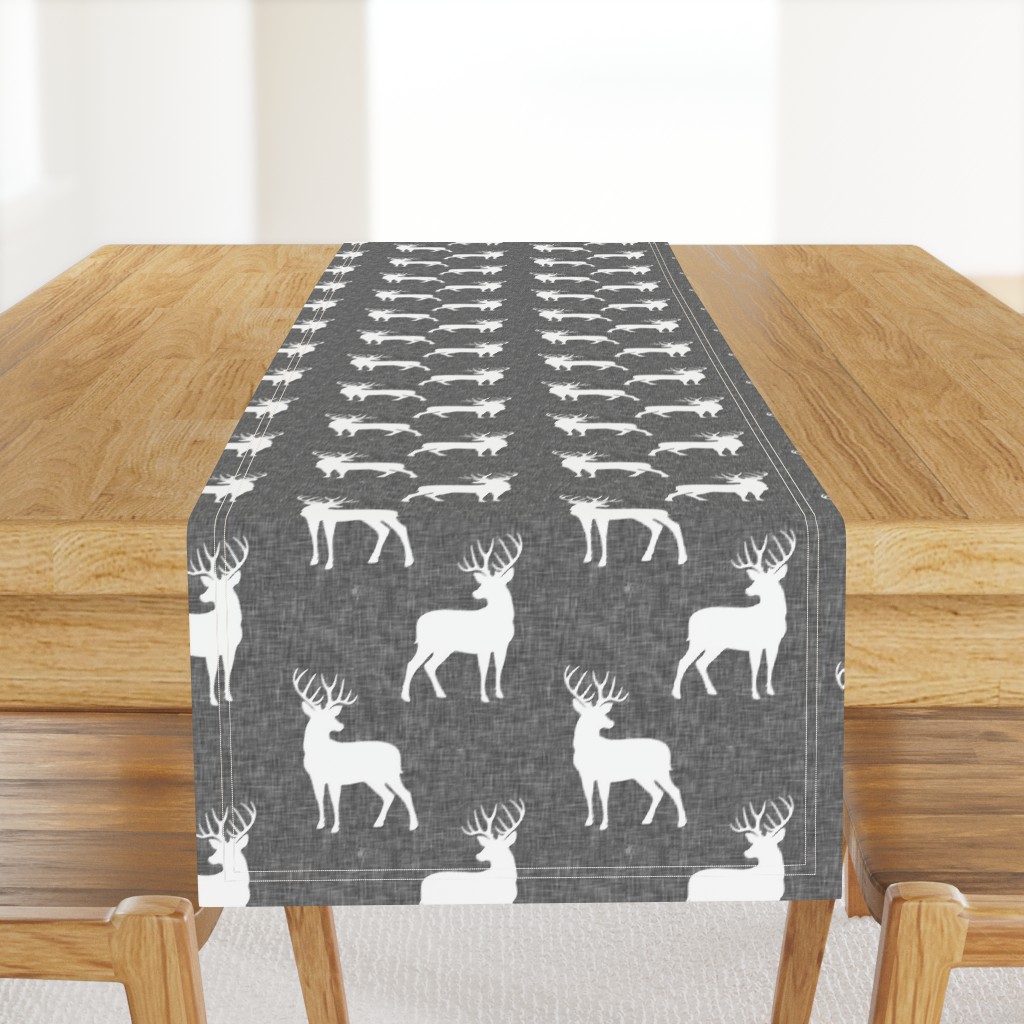 bucks on grey linen