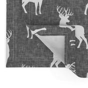 bucks on grey linen