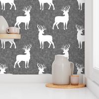 bucks on grey linen