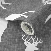 bucks on grey linen