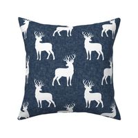 bucks on navy linen