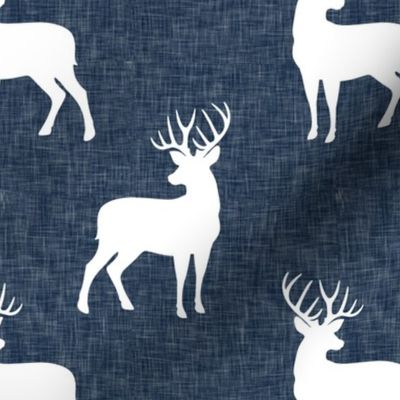 bucks on navy linen