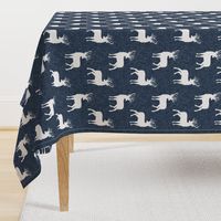 bucks on navy linen