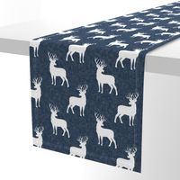 bucks on navy linen