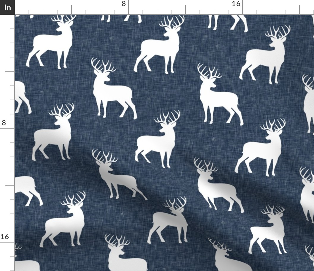 bucks on navy linen