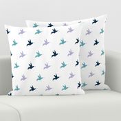 Hummingbirds - navy, Lavender and  teal