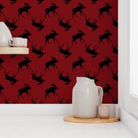  Moose Silhouette on Red