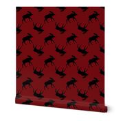  Moose Silhouette on Red