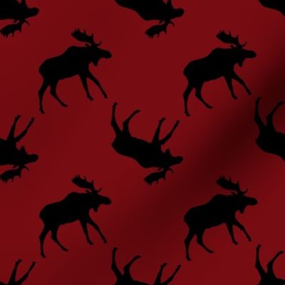  Moose Silhouette on Red