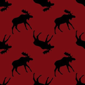  Moose Silhouette on Red