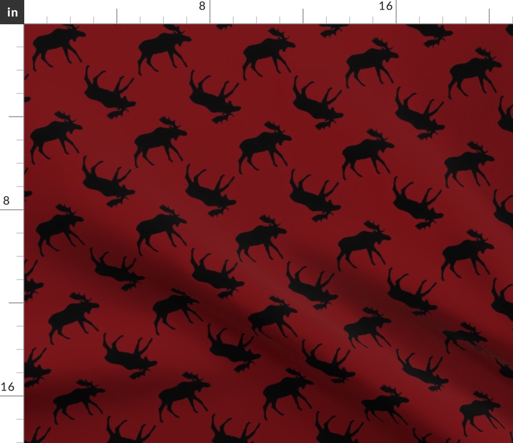  Moose Silhouette on Red