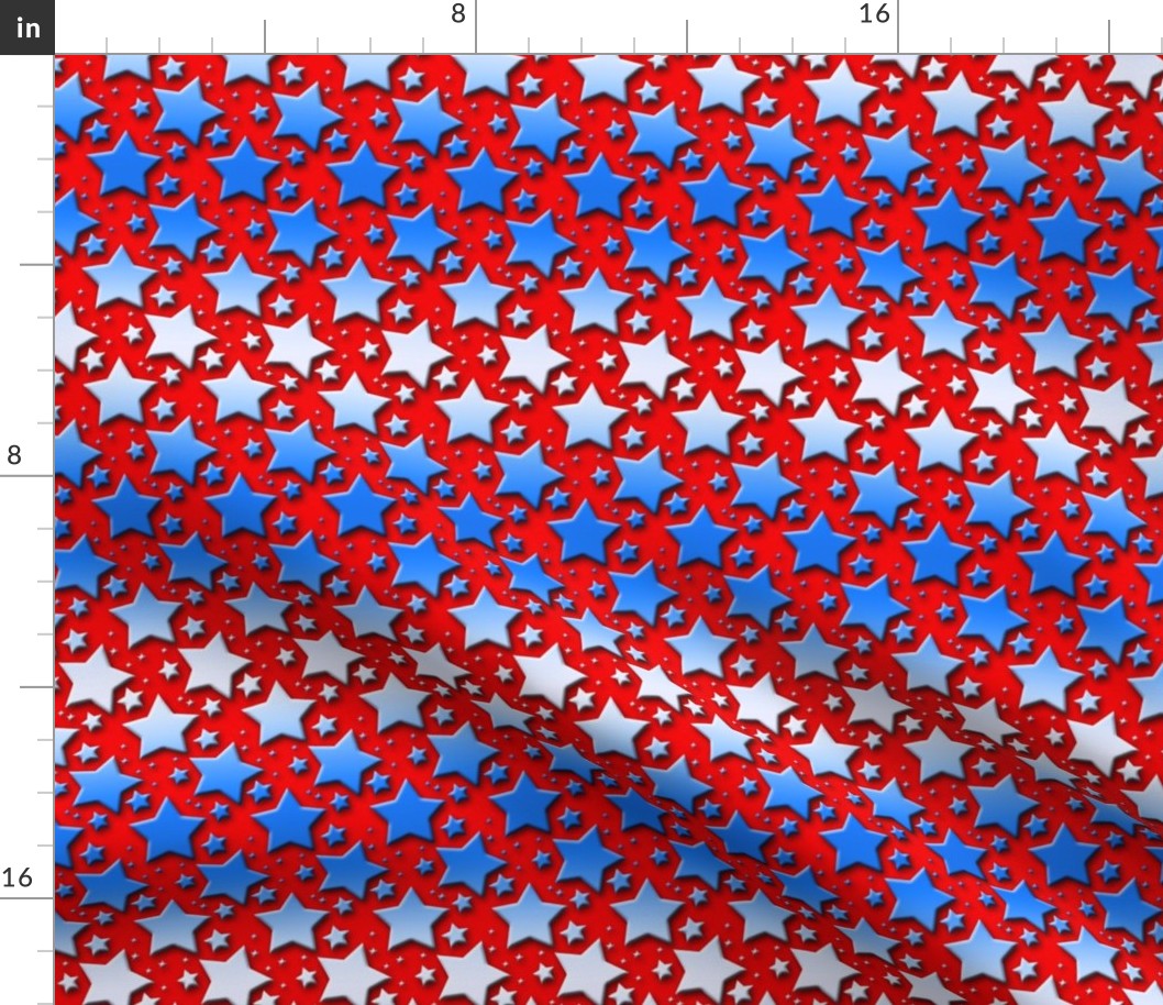 Blue White Stars on Red