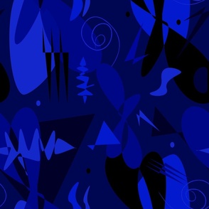 mid century modern blue midnight ultramarine sapphire shapes