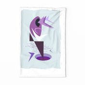 Tea Towel beach bird fish ocean purple violet gray