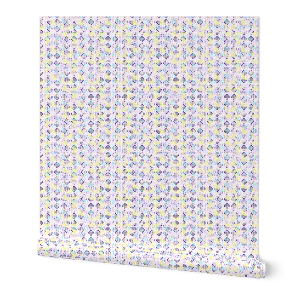 white mesh pattern with crayon background violet - yellow