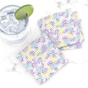 white mesh pattern with crayon background violet - yellow