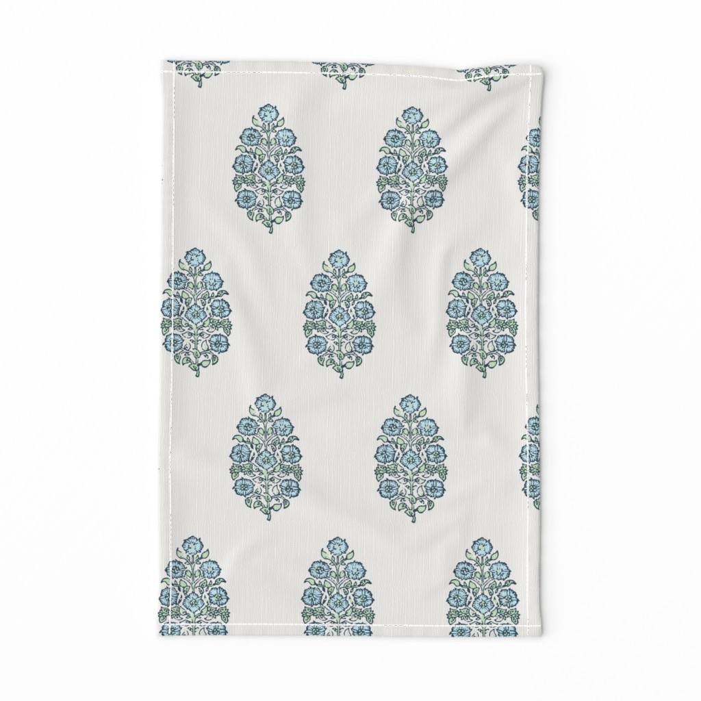 Mughal Flower Indian Block Print Tea Towel | Spoonflower