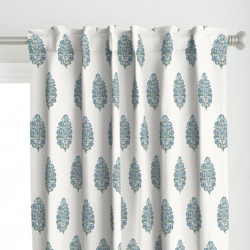 Home Decor Curtain Panel, Indian Print Cotton Shower Curtain