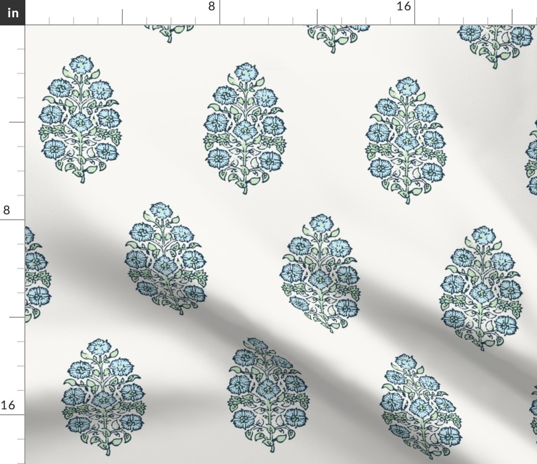 Mughal Flower Indian Block Print Fabric Fabric | Spoonflower