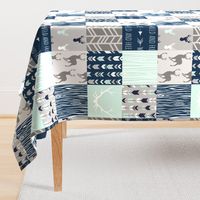 Adult version (no Little One) patchwork Deer- mint, navy, grey