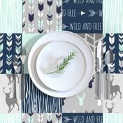 Adult version (no Little One) patchwork Deer- mint, navy, grey