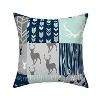 Adult version (no Little One) patchwork Deer- mint, navy, grey