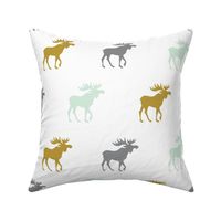 Moose - mint green, gold, grey