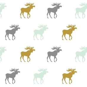 Moose - mint green, gold, grey