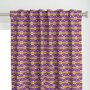 Mid Century Modern Honeycomb Geometric Pattern in Violet and yellow on white