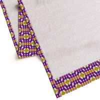 Mid Century Modern Honeycomb Geometric Pattern in Violet and yellow on white