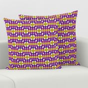 Mid Century Modern Honeycomb Geometric Pattern in Violet and yellow on white