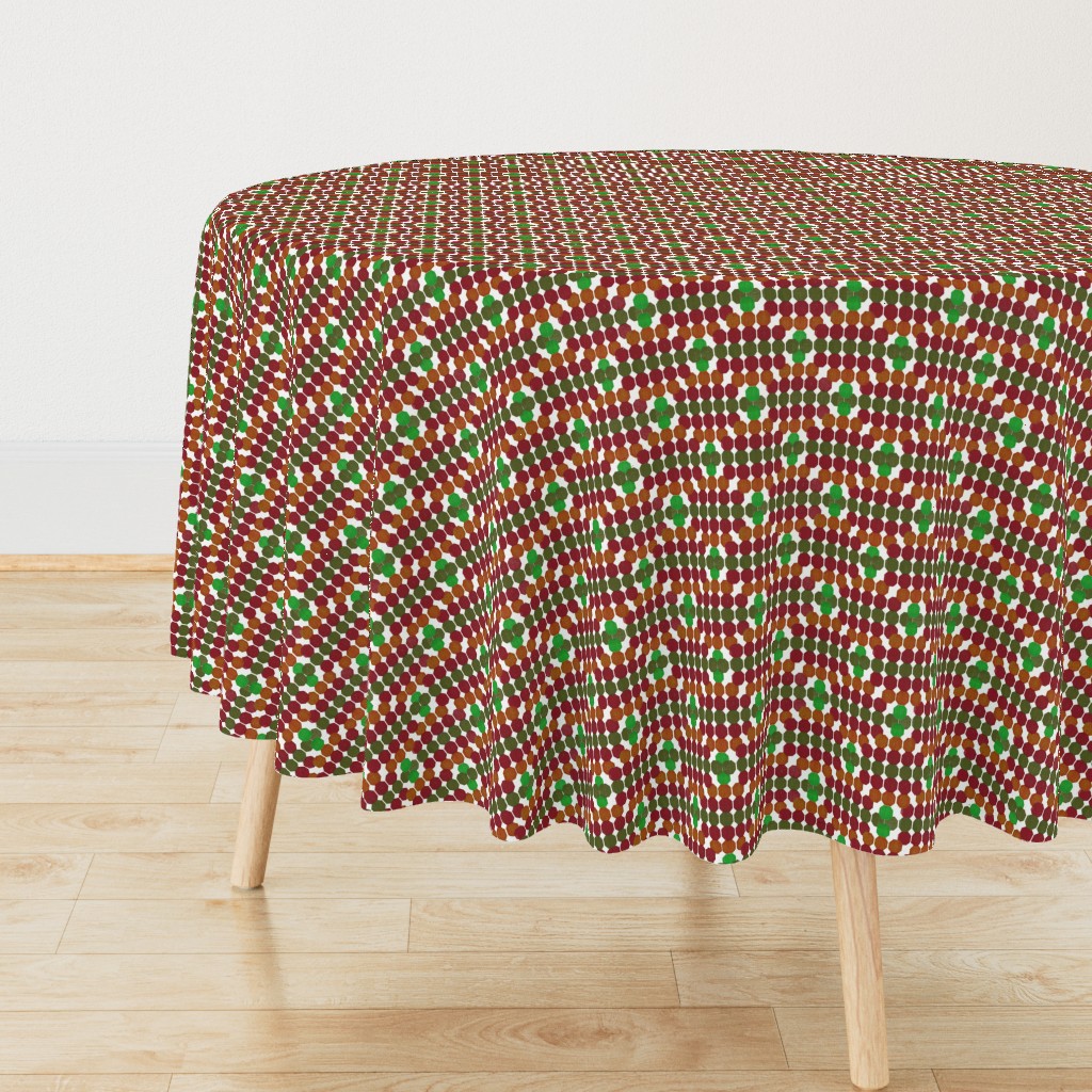 Mid Century Modern Honeycomb Pattern Rust Green