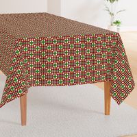 Mid Century Modern Honeycomb Pattern Rust Green