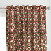 Mid Century Modern Honeycomb Pattern Rust Green