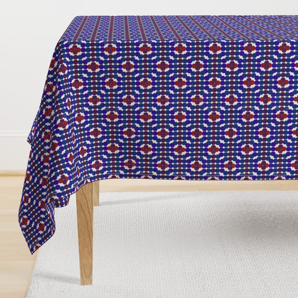 Mid century modern honeycomb pattern violet red on white 