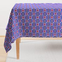 Mid century modern honeycomb pattern violet red on white 