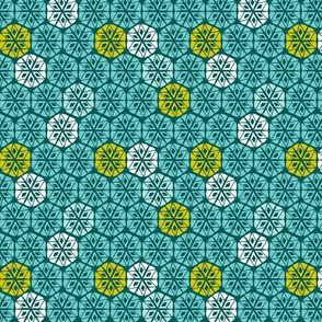 Sacred Stones - Boho Geometric Dark Teal Aqua