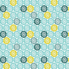 Sacred Stones - Boho Geometric White & Aqua