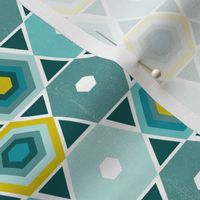 Reflection - Modern Hexagon Geometric Aqua Teal Blue