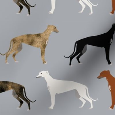 greyhounds fabric larger version - dogs greyhound coats colors fabric