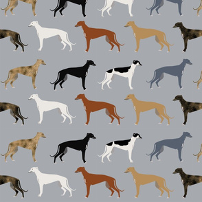 greyhounds fabric larger version - dogs greyhound coats colors fabric