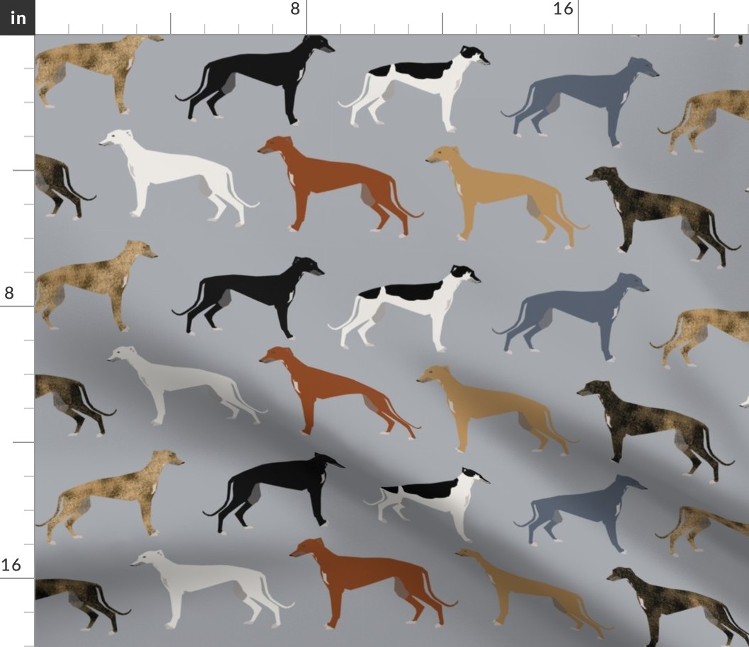 greyhounds fabric larger version - dogs greyhound coats colors fabric