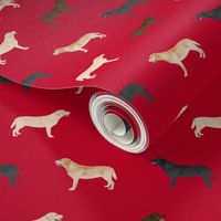 labrador retriever dog fabric dogs design - red