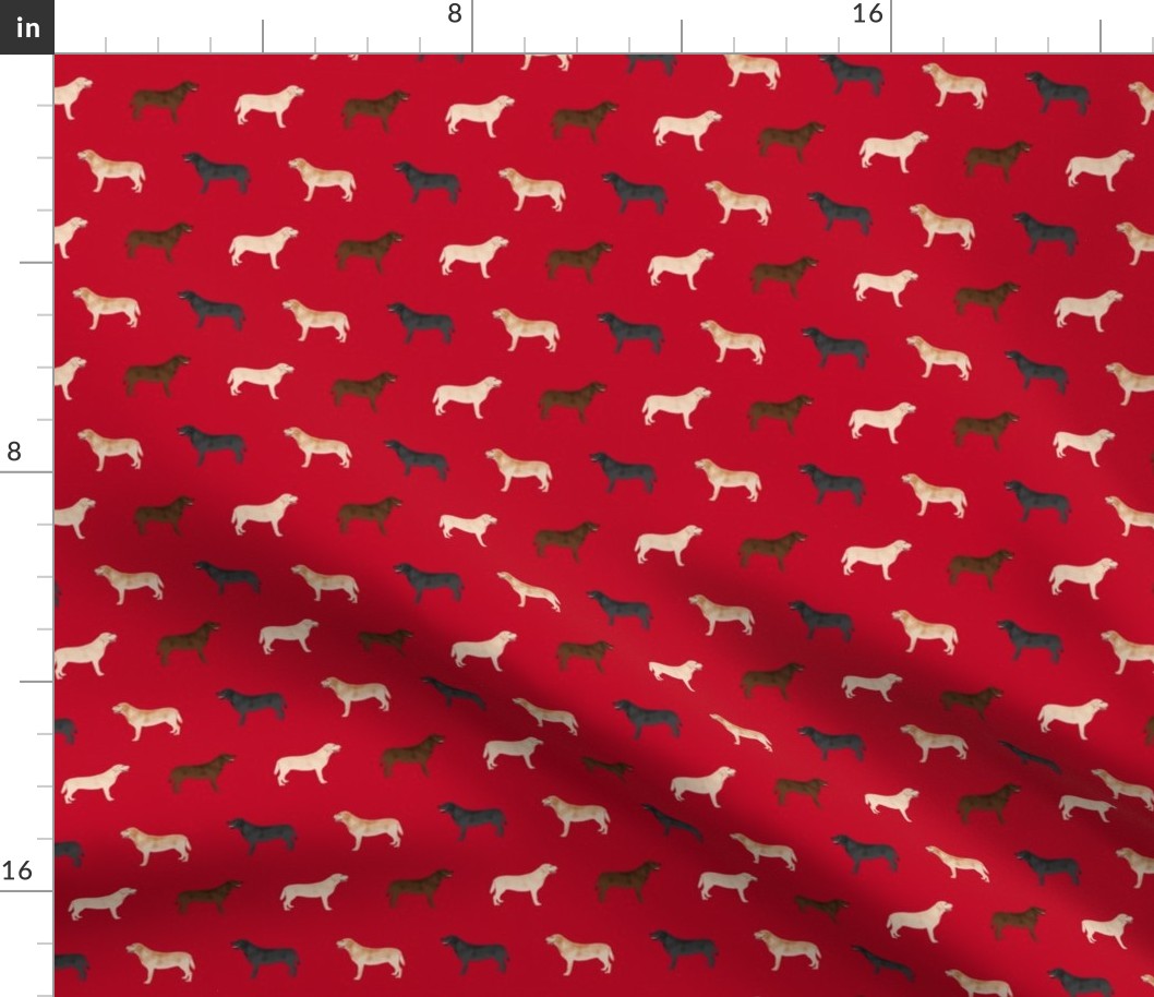 labrador retriever dog fabric dogs design - red