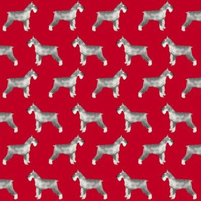schnauzer dog fabric dogs design - red