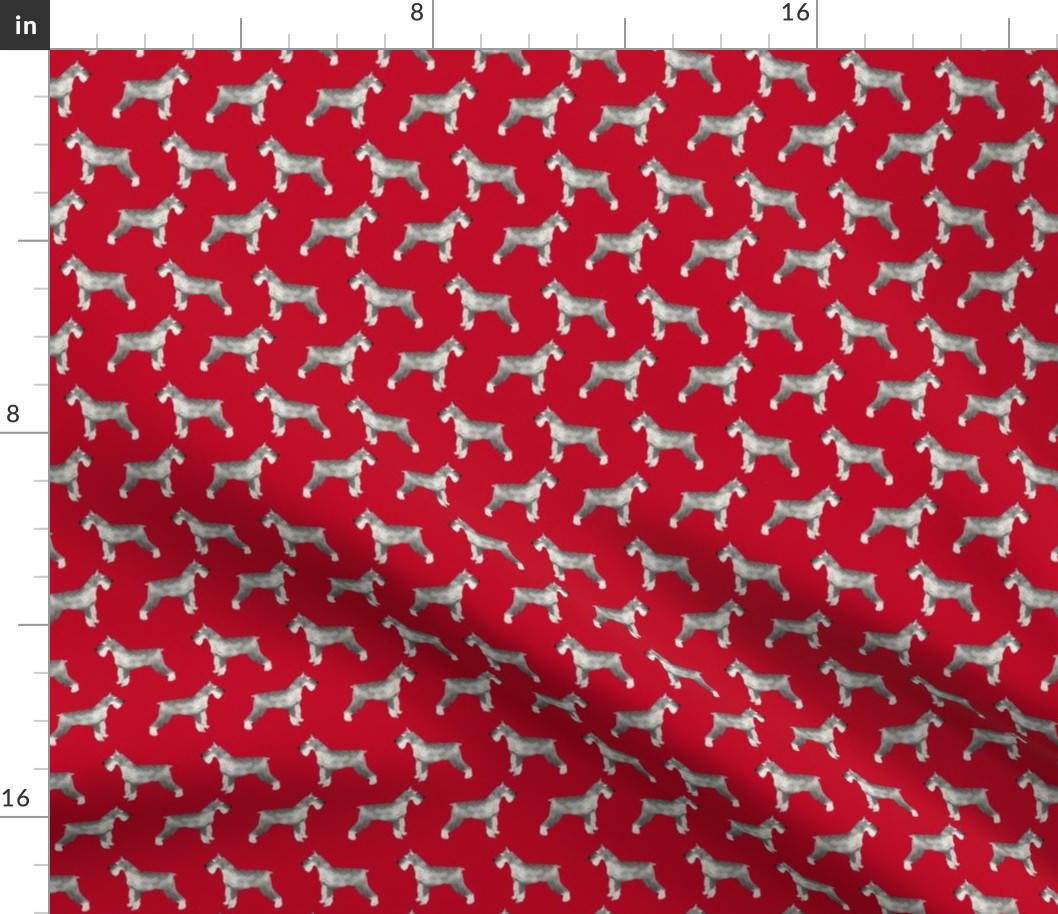 schnauzer dog fabric dogs design - red