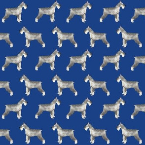 schnauzer dog fabric dogs design - royal blue