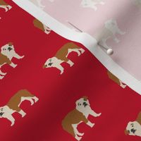 english bulldog dog fabric dogs design - red