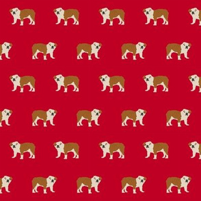 english bulldog dog fabric dogs design - red